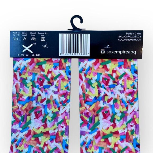 Empire Sox Multi Colorful Sprinkles Design Novelty Crew Socks Size Girl 6-13 - Picture 3 of 14